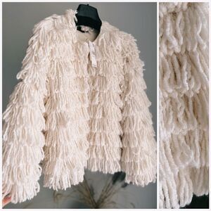 Mango Fringe Waterfall Cardigan New